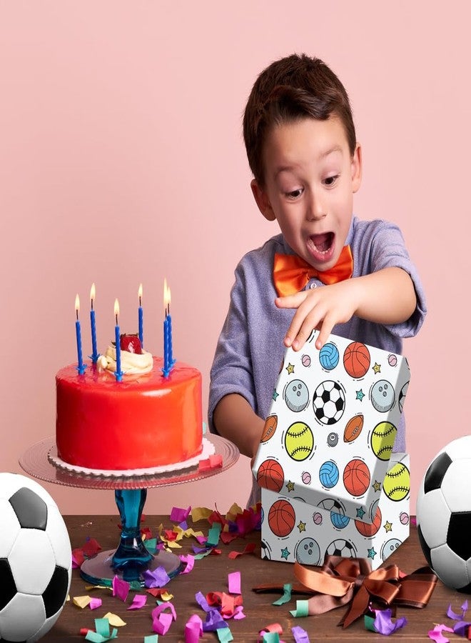 Geluode Sports Gift Wrapping Paper 4 Sheets Folded Flat 20x28 inches per sheet, Rugby Basketball Bowling Baseball Football Soccer Volleyball Gift Wrap Paper For Boys Men Women Kids Birthday Party - Image 5